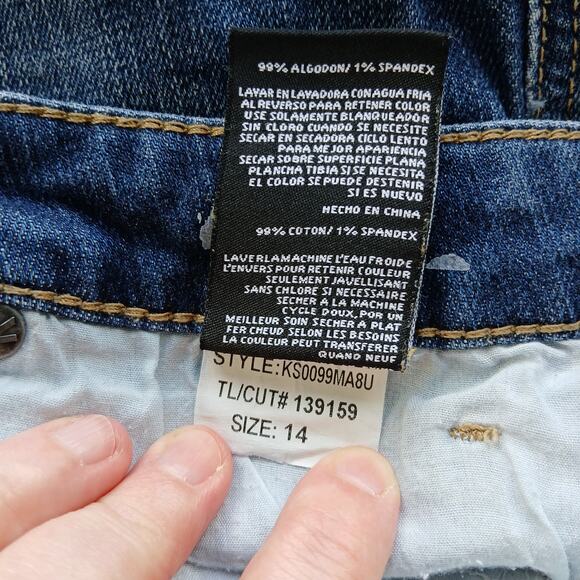 KUT From The Kloth Gidget Fray Shorts size 14 denim cutoffs jorts dark wash blue - Picture 8 of 15